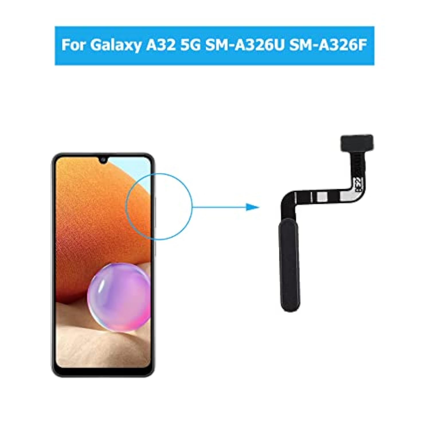 [New] Power Button &Fingerprint Sensor Flex Cable Compatible With Samsung Galaxy A32 5G Sm-A326U Sm-A326F.