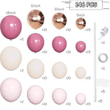 Retro Rose Baby Pink Champagne White Sand Balloons Garland Arch Kit, 146Pcs Latex Balloons Different Sizes 18 12 10 5 Inch For Party Decorations, Wedding Backdrop, Birthday, Graduation