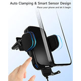 Wireless Car Charger Vent Mount, 15W Fast Charging Auto-Clamping Car Mount, Air Vent Car Phone Holder For Iphone 15/15 Pro/14/13 Pro/Xs/Xr/X/8,Samsung S24/S23/22/S21/S10 (Black)