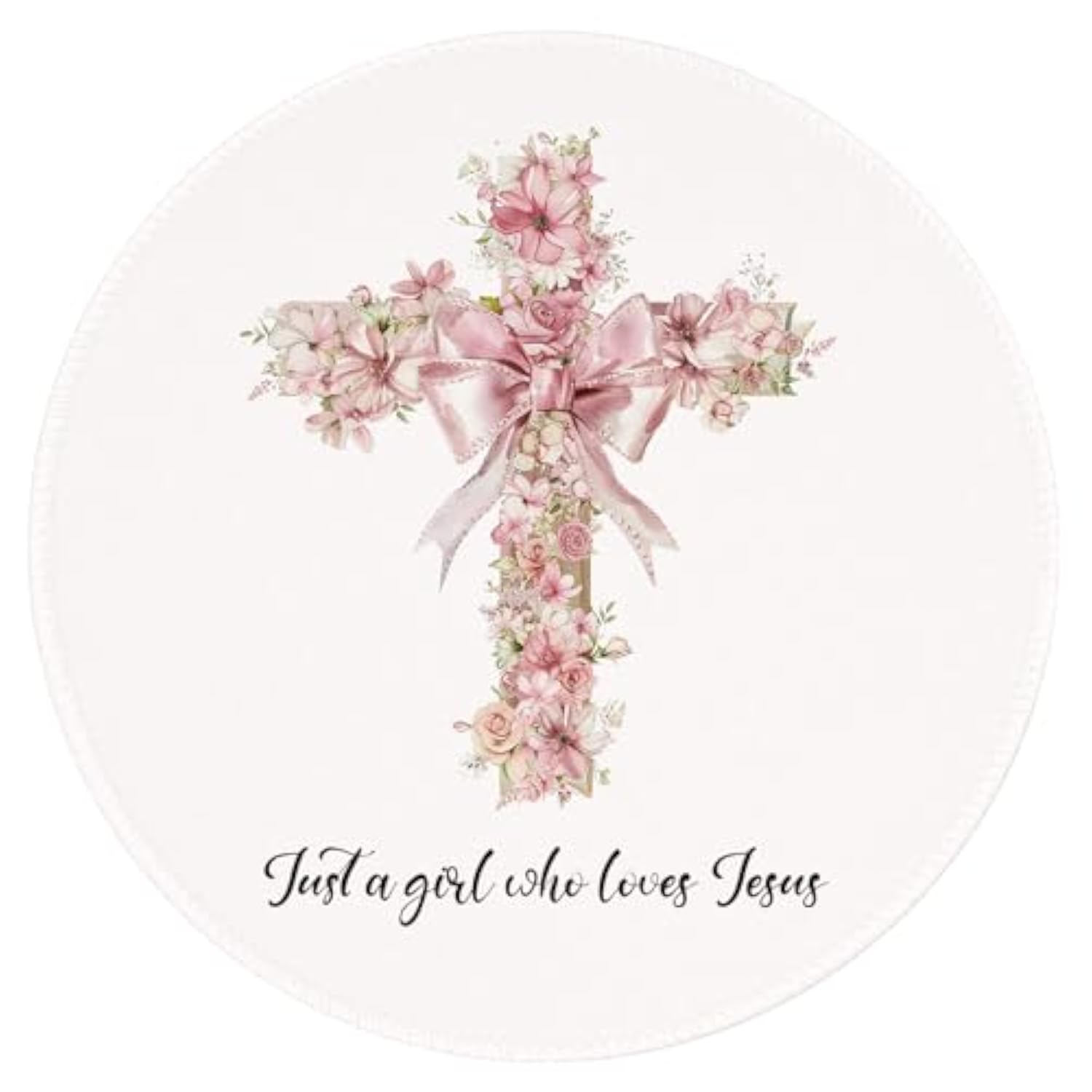 Pink Christian Mousepad Gifts For Women Teen Girls Mouse Pad, Cute Pink Office Desk Accessories Mousepad, Just A Girl Who Loves Jesus, Gifts For Women Faith, 8.7X8.7 Inch