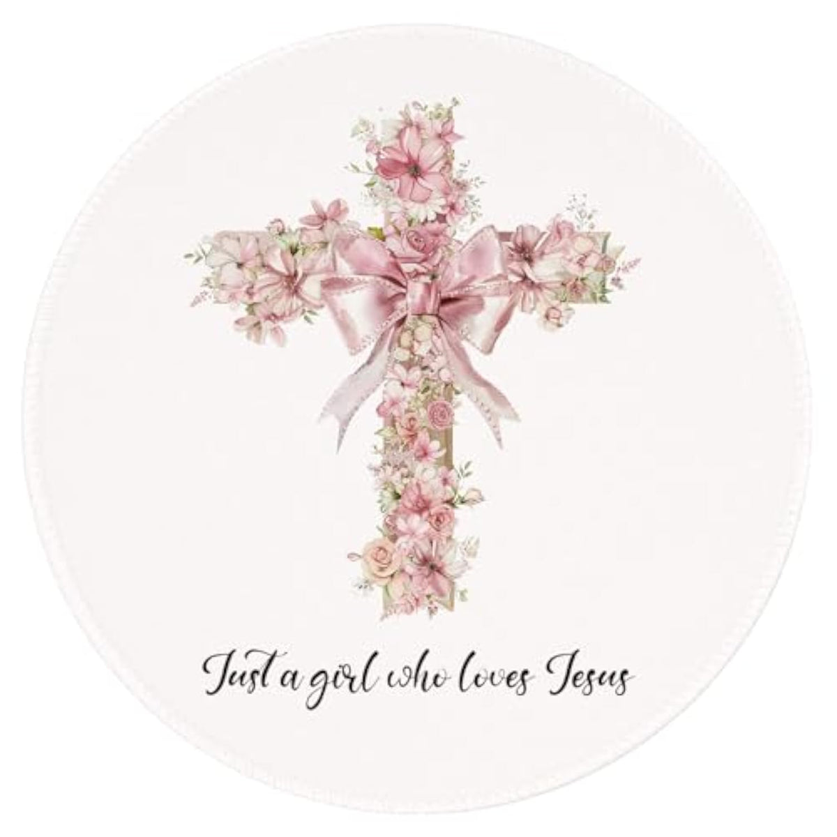 Pink Christian Mousepad Gifts For Women Teen Girls Mouse Pad, Cute Pink Office Desk Accessories Mousepad, Just A Girl Who Loves Jesus, Gifts For Women Faith, 8.7X8.7 Inch