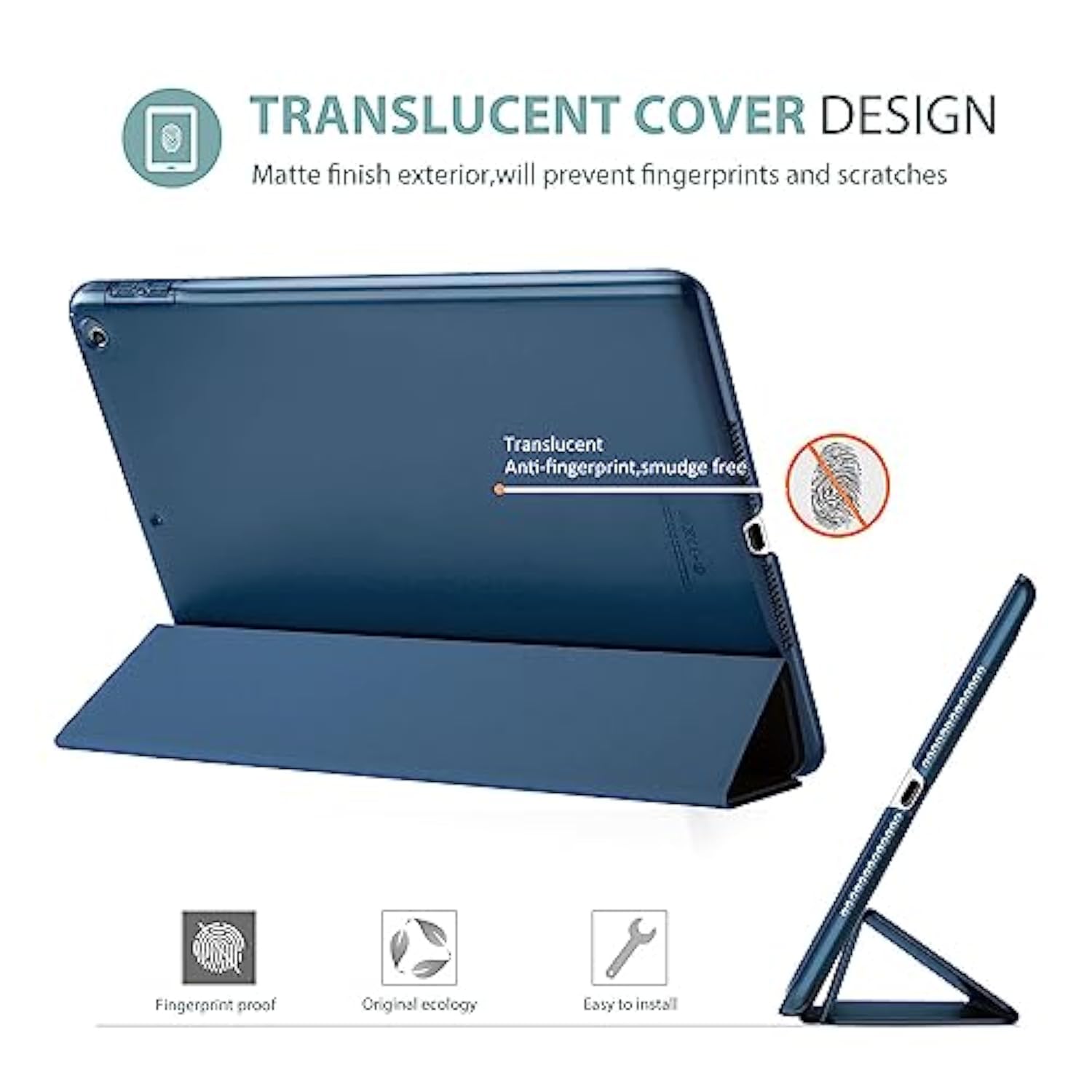 Procase Smart Case For 9.7 Inch 6Th/5Th Generation Case 2018 2017(Model: A1893 A1954 A1822 A1823), Ultra Slim Lightweight Stand Case With Translucent Frosted Back Smart Cover -Navy