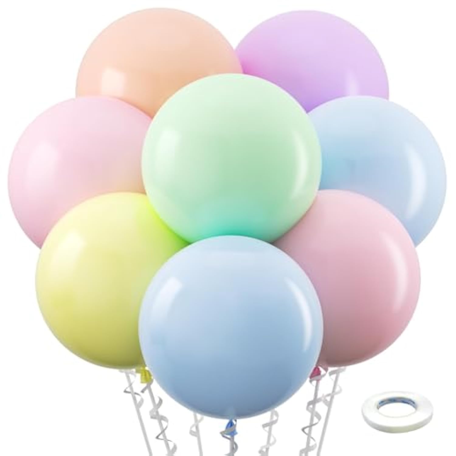 Pastel Balloons Latex Party Balloons 36 Inch - 8 Pack Jumbo Spring Macaron Balloons Large Round Latex Balloons For Birthday Bridal Shower Wedding Rainbow Party Decorations