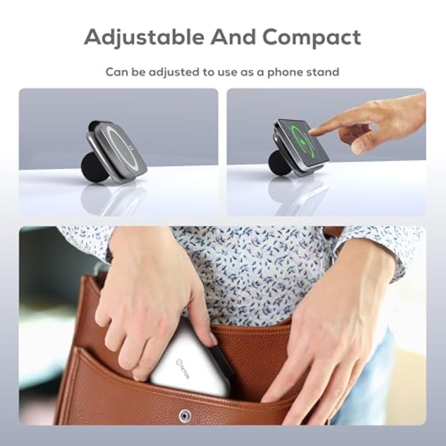 Teton 3 In 1 Wireless Charger With 5000Mah Power Bank,15W Qi2 Foldable Wireless Charging Station For Multiple Devices,Magsafe Travel Charger Stand For Iphone 16/15/14/13 Apple Watch & Airpods