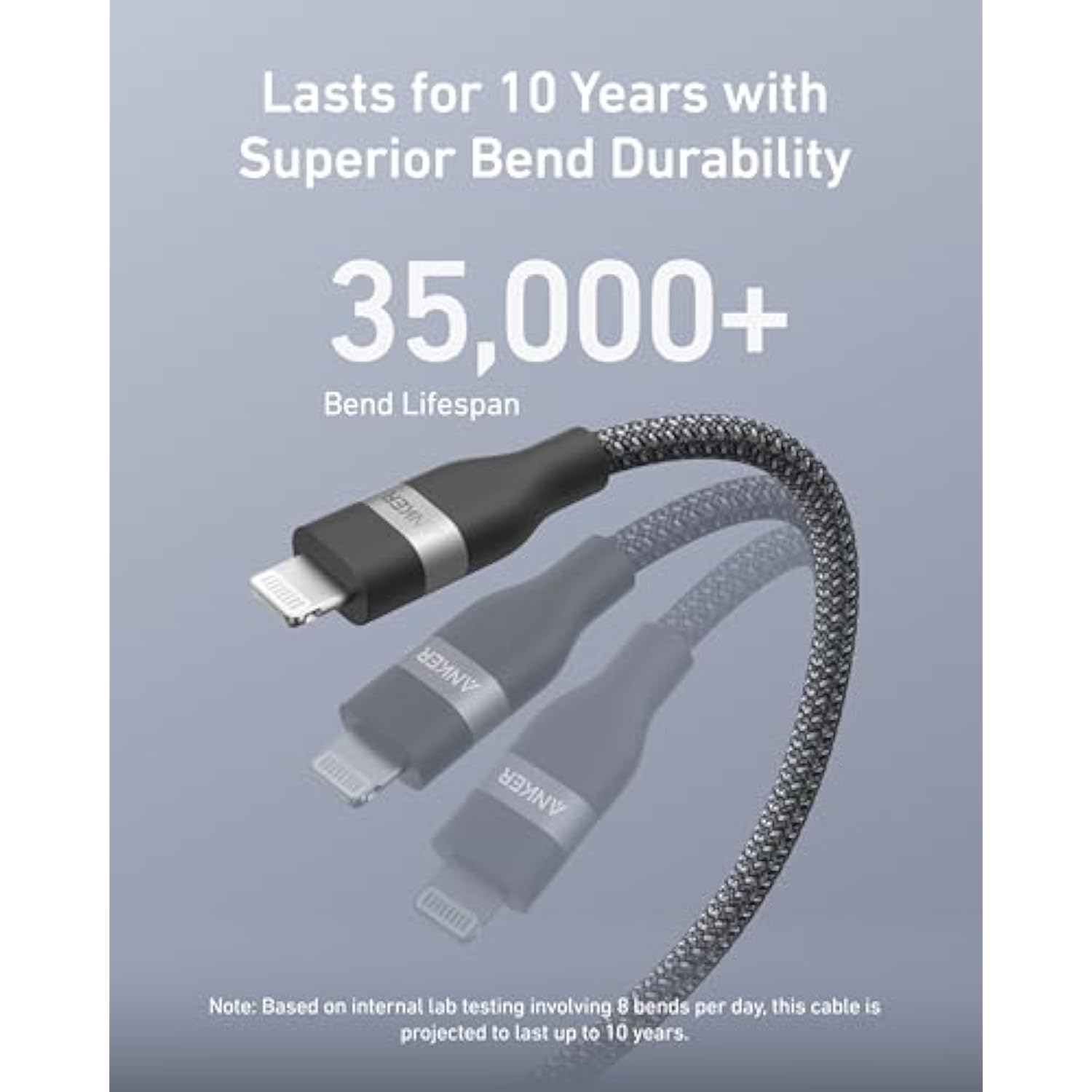 Anker USB C to Lightning Cable, Upcycled-Braided USB C to Lightning Cord, Ultra-Fast Charging Cable for iPhone 14/13/12/11 Series and More (3FT)