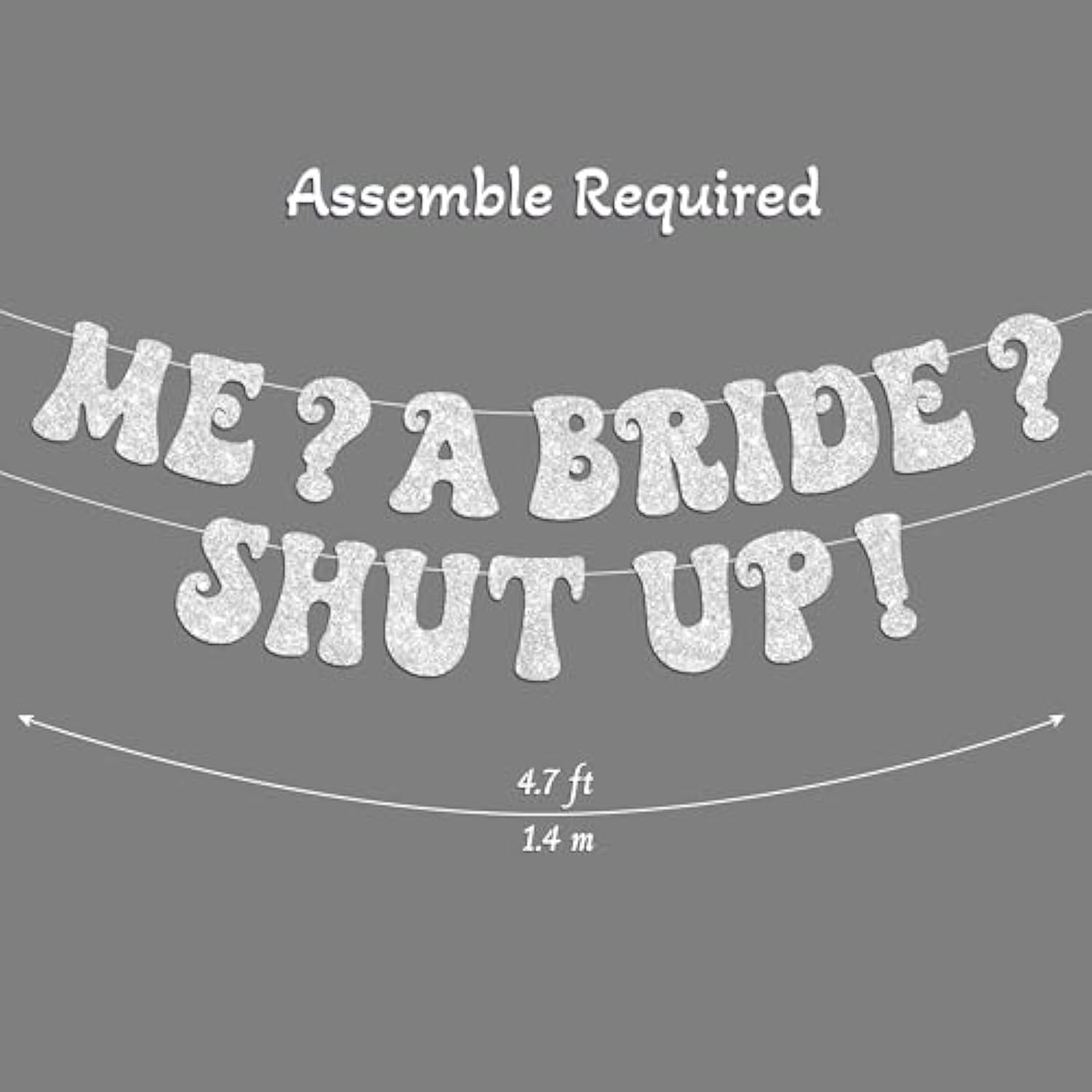 Princess Bachelorette Banner Me A Bride Shut Up! Glittery Silver Wedding Shower Banner For Bachelorette Party Decoration, Bridal Shower And Pre-Wedding Party Decor