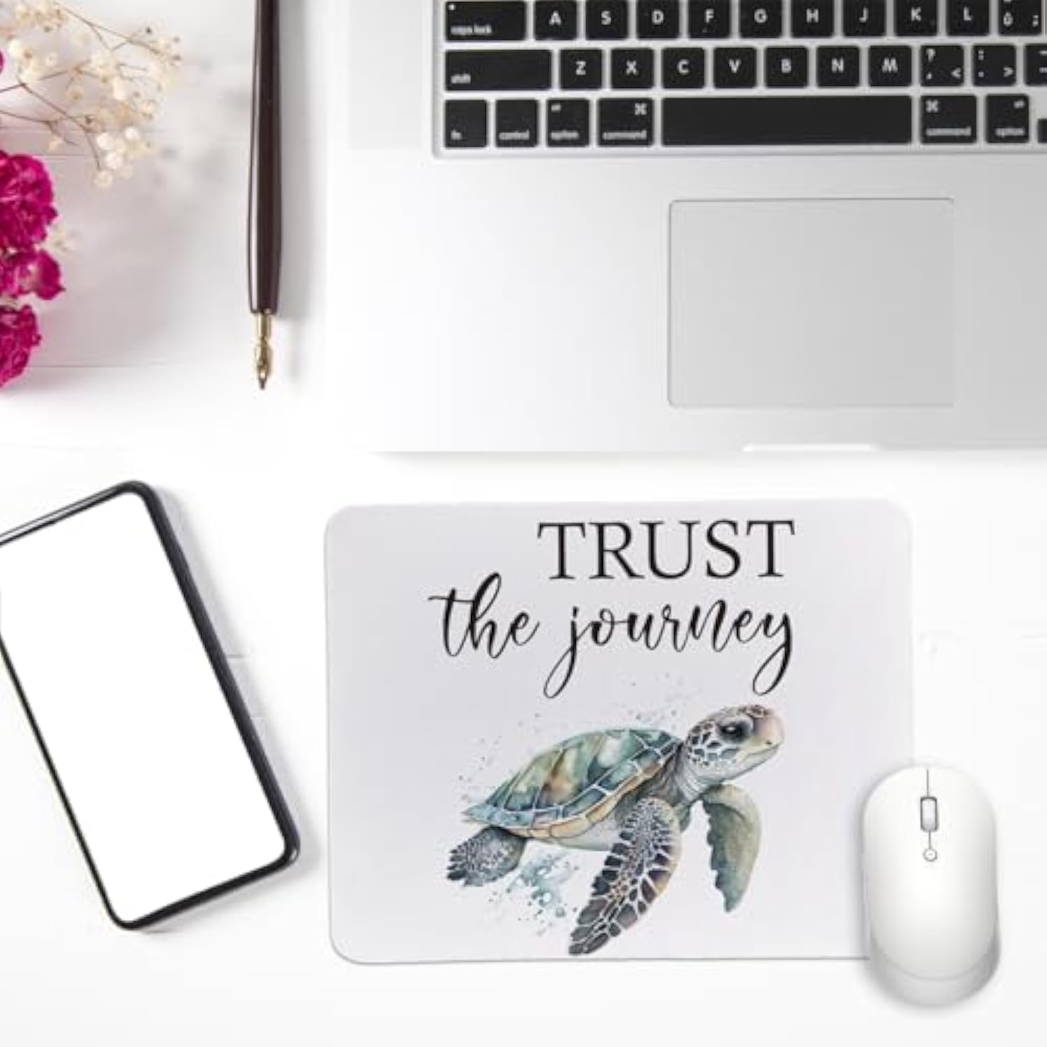 Turtle Mouse Pad For Desk, Turtle Gifts For Women Turtle Lovers, Turtle Desk Accessories, Non-Slip Rubber Base Mouse Pads For Wireless Mouse, Computers, Laptop, Office, 9.5X7.9 Inch