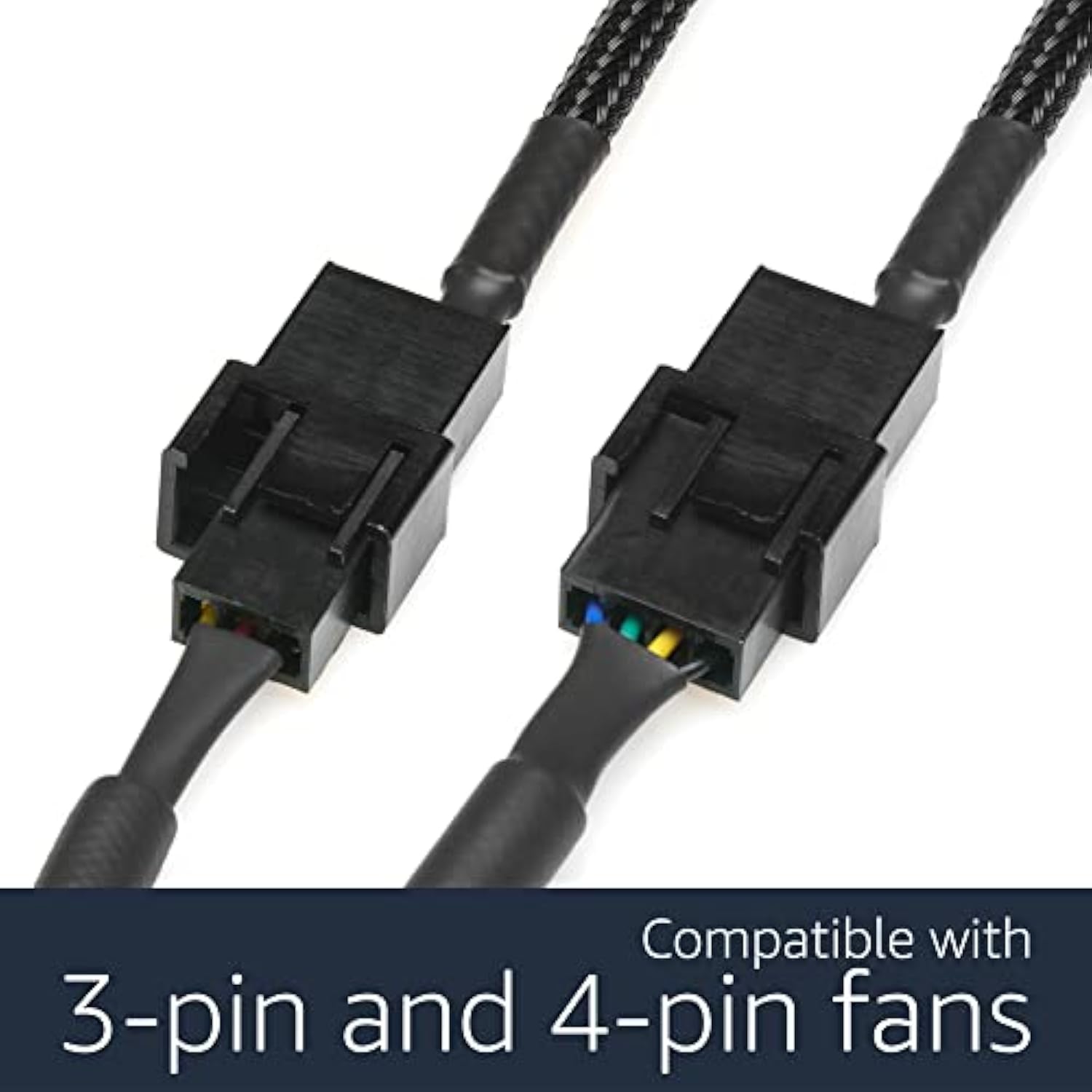 12V USB to Dual PC Fan Power Adapter 24 Inch Black Sleeved