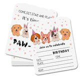 Pet Birthday Party Invitations - Birthday Fill-In Invites For Boys Or Girls, Puppy Dogs Theme Party Supplies Decorations For Kids, Teens & Adults(20 Count With Envelopes) - A11