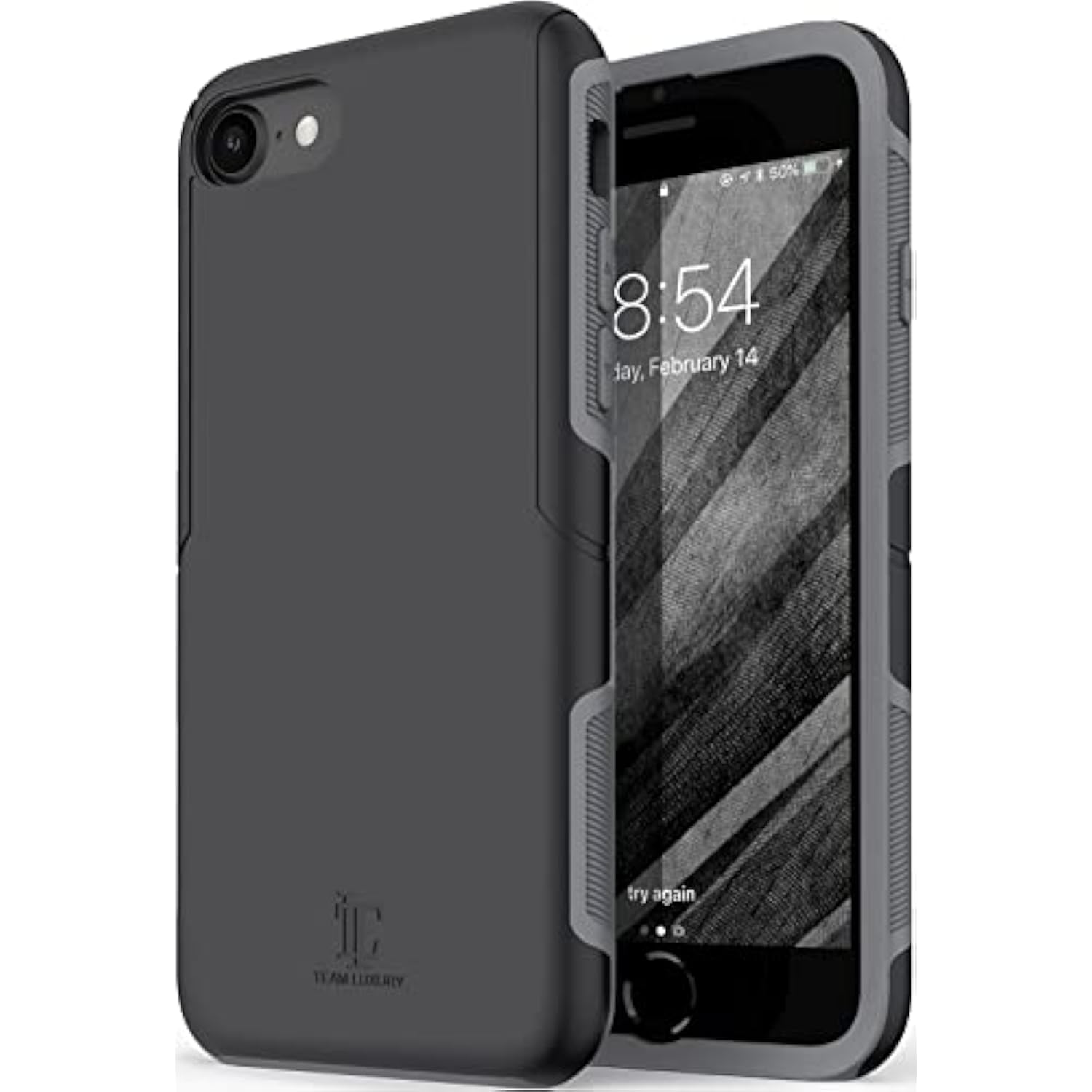 iPhone SE 2022/2020 8 7 Shockproof Rugged Case Wireless Charging Black Gray