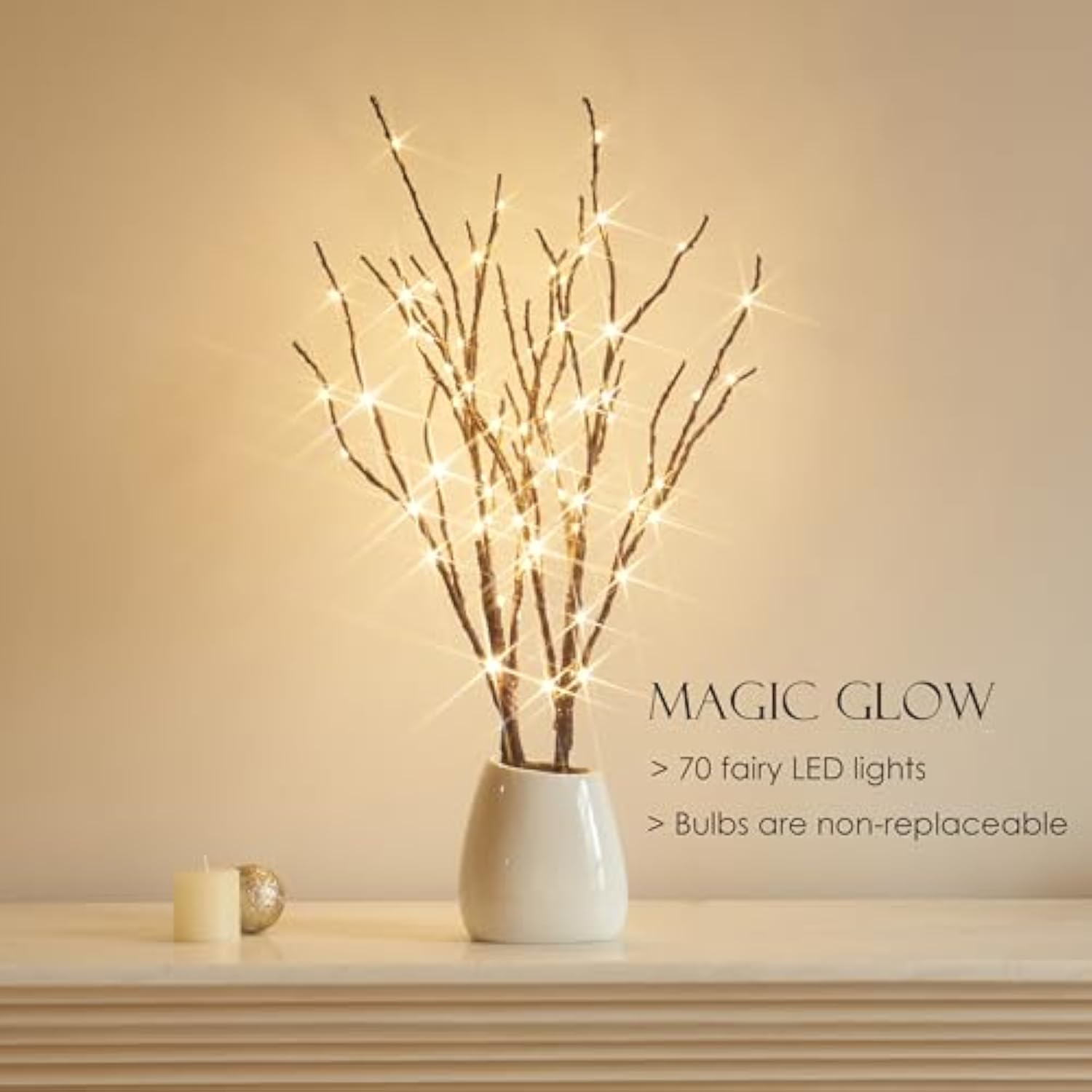 Lighted Willow Branches With Timer 70 Fairy Lights 18In, Brown Twig Branch Lights For Indoor Outdoor Home Fireplace Chri