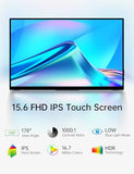 15.6'' Portable Monitor Touchscreen, Fhd Ips Touch Screen With Tempered Glass, Travel Monitor With Kickstand & Speaker, Hdmi Usb C External Monitors For Mac Laptop Phone Computer