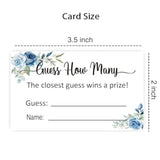 Guess How Many Game Cards, Baby Shower Bridal Shower Game Cards (Blue Rose) (3.5" X 2" 50 Pieces)