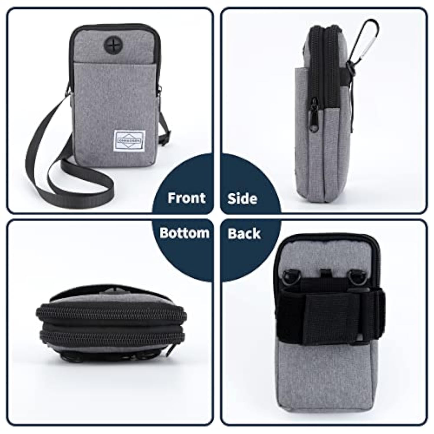 Cell Phone Purse Waist Pack Bag Travel Crossbody Bag Wristband Sport Armband Wallet With Removable Shoulder Strap (Black)