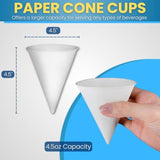 200 Pack White Paper Cone Cups 4.5oz Eco-Friendly Leak-Proof Disposable
