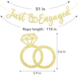 Pre Strung Just Engaged Banner Decorations Glitter Gold Engagement Banner Engaged Sign For Engagement Party Decorations