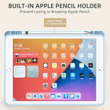 Case Compatible With 10.2 Inch 2021/2020/2019, For 9Th/8Th/7Th Generation Case With Pencil Holder, Protective With Soft Tpu Back, Auto Sleep/Wake Cover, Sky Blue