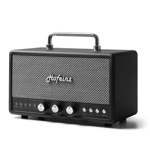 Bluetooth Retro Speaker with TWS Stereo Pairing, Bass & Treble Knobs, BT 5.4/AUX/USB/FM, QC3.0 Fast Charge, Hi-Fi Sound, 10W×2 Speakers for Home