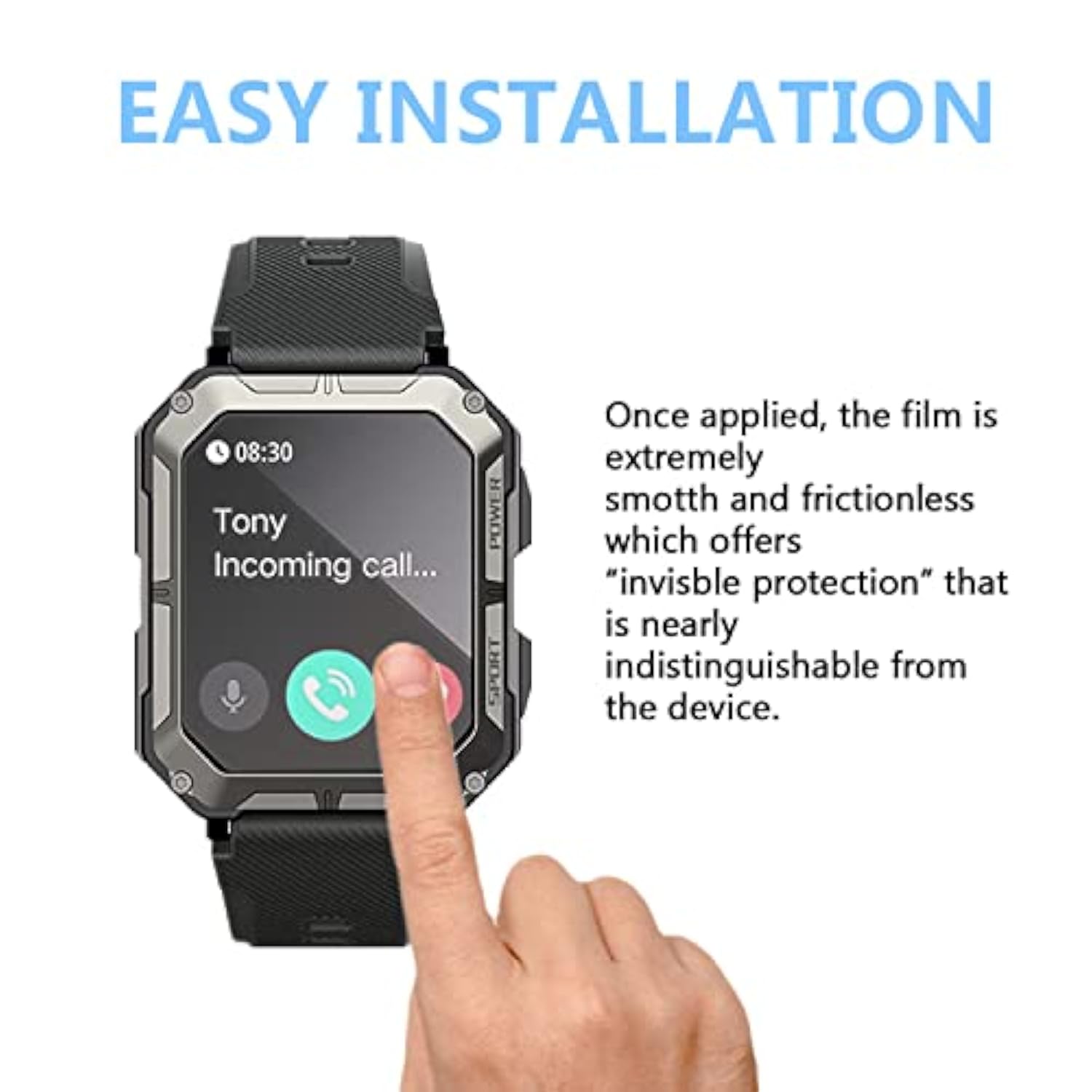 Compatible For Pureroyi Military Smart Watch Screen Protector (6 Pack) Compatible For Viran/Rgthuhu C20 Pro 1.83'' Smartwatch Hd Pet Film