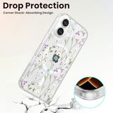 Magnetic Case For Iphone 16,Slim Floral Flower Pattern Phone Cover For Girls Women,Shockproof Tpu Bumper Hard Back Protective Phone Case,Compatible With Magsafe,(Clear/Branch Flower)