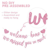 Welcome Home We Missed You So Much Banner Pre-Strung Glitter Welcome Home Decorations Office Homecoming Paper Garland Sign Party Supplies,No-Diy,Pink