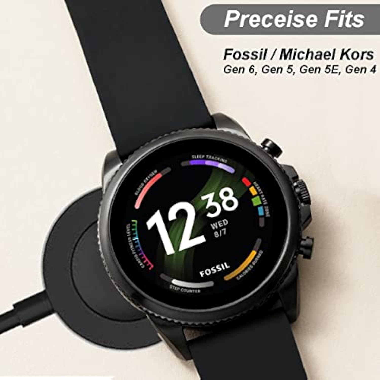 Charger For Fossil Gen 6 / Gen 5 / Gen 4 / Sport, For Michael Kors Gen 6 / Gen 5E / Gen 5 / Gen 4 Smartwatch Magnetic Charging Cable (1, Black)