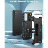 Case For Samsung Galaxy A14-5G: Military Grade Drop Proof Protection Rugged Protective A14 Cell Phone Cover With Belt Clip Holster Kickstand & Slide |Shockproof Tpu Matte Textured Tough -Black