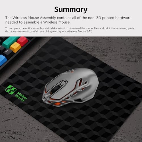 Original Bamboo Lab Makerworld Mh002 3D Printed Wireless Mouse Model Components Diy Creative Models-Compatible With Bambulab P1P/P1S,A1/A1 Mini,X1/X1C/X1E 3D Printers-Prints Not Included