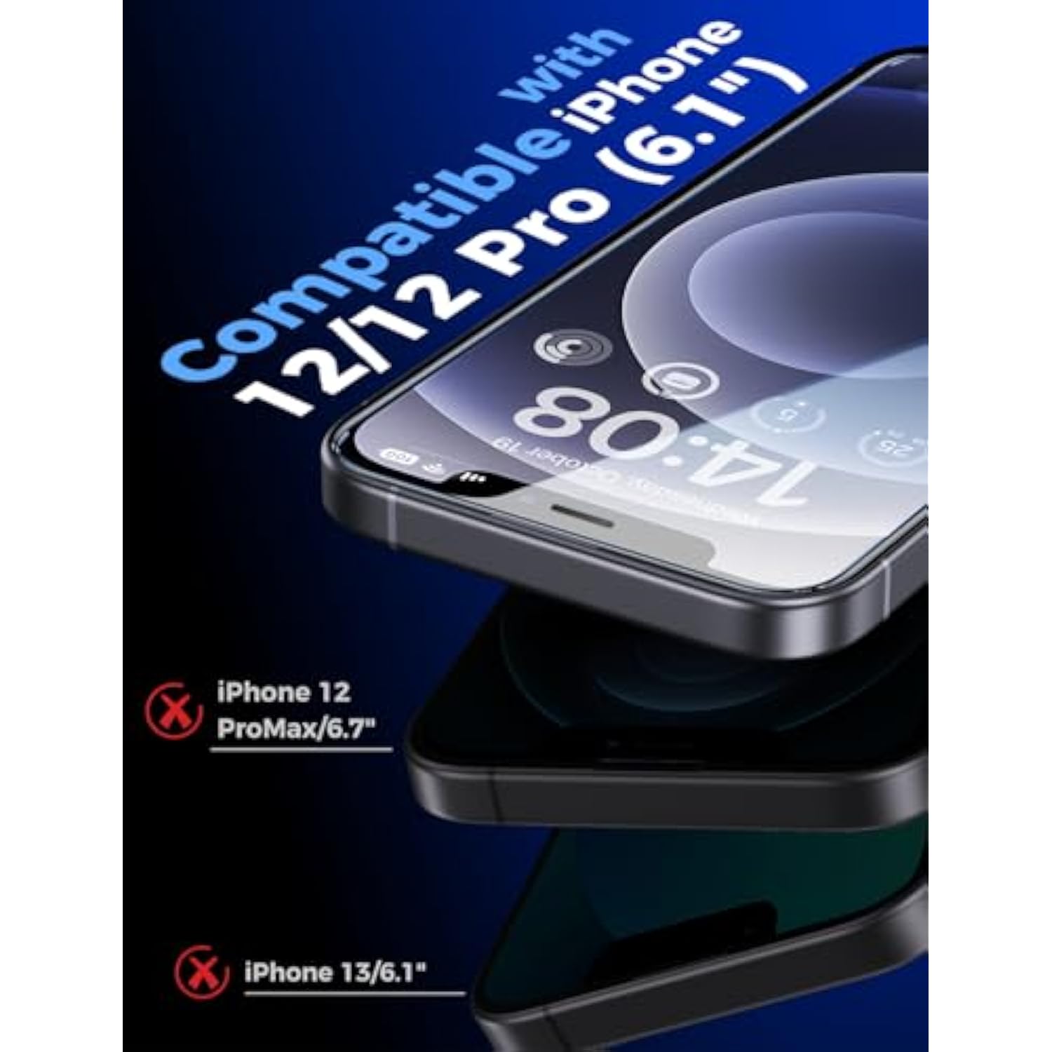 2 Pack for iPhone 12/iPhone 12 Pro 6.1 inch Tempered Glass Screen Protector