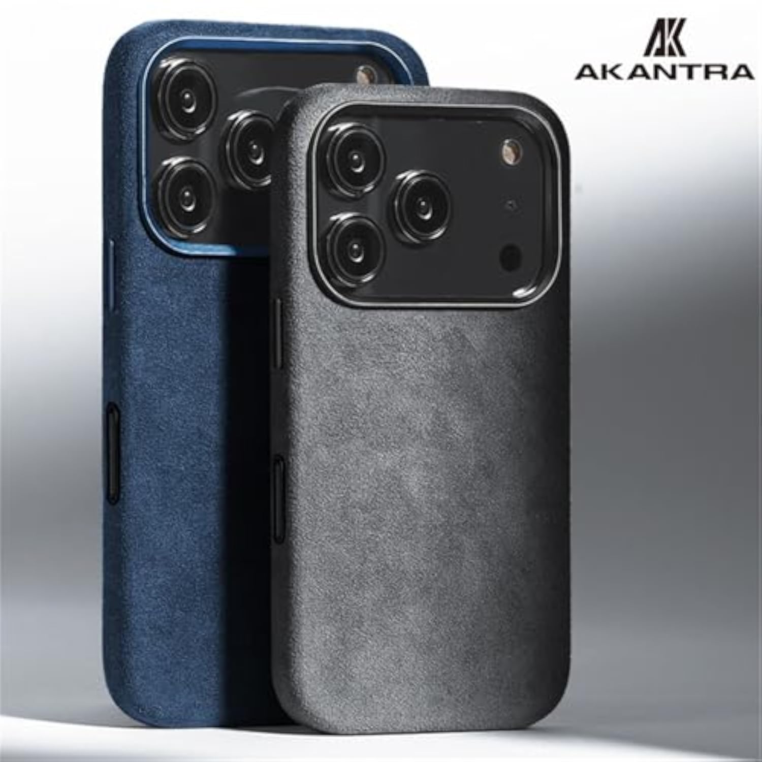 Italy Alcantara Case for iPhone 17 Series, Handmade Fully-Wrapped Synthetic Suede Cover, Compatible with Mag-Safe Wireless Charger, Navy, iPhone 17 Pro