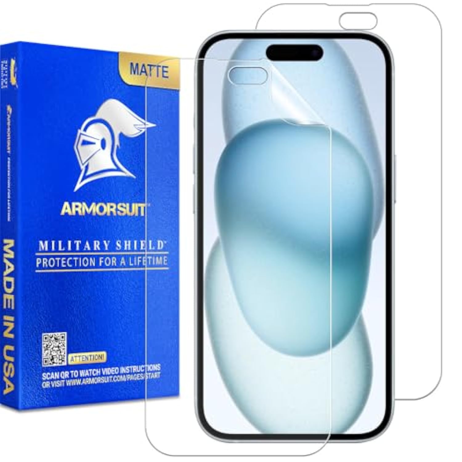 ArmorSuit 2 Pack Paper-Feel Texture Screen Protector for iPhone 15 [6.1-inch] Case Friendly MilitaryShield Matte Film - Made in USA