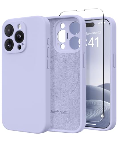 Magnetic for iPhone 14 Pro Case, Compatible with MagSafe, [Full Camera Protection][Screen Protector] Silicone Shockproof Protective Phone Case for