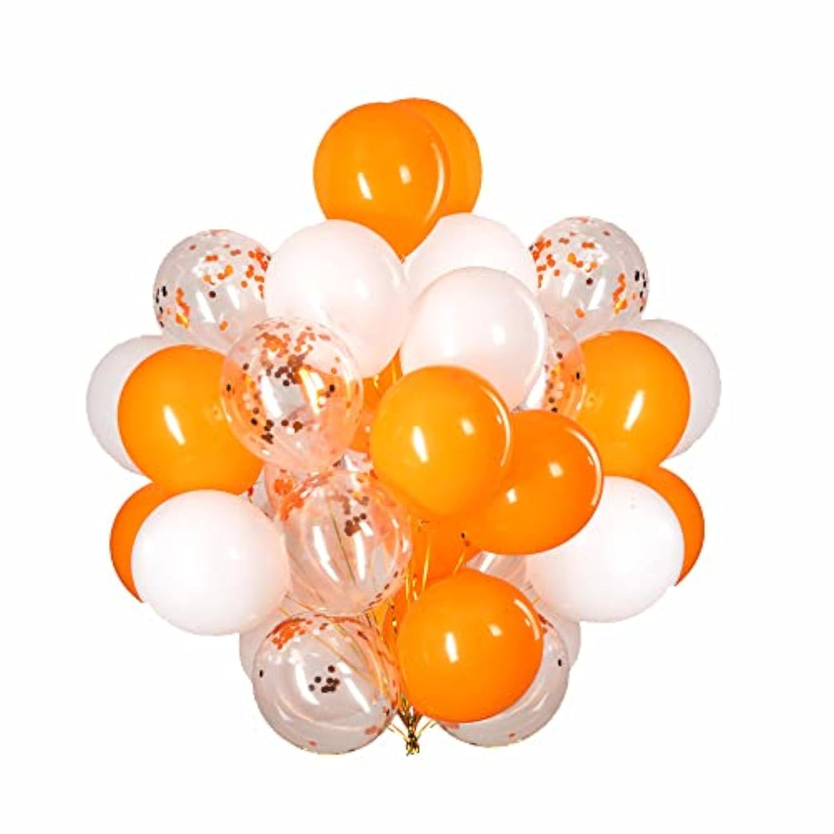 50pcs Orange & White Balloons – 12" Latex and Confetti Balloons for Party Decorations
