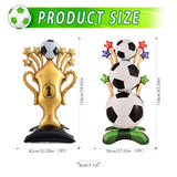 2 Piece 62 Inch Self Standing Soccer Balloons Champion Trophy Balloons, Giant Soccer Trophy Mylar Balloon, for Soccer Event Birthday, Game Day, Sports Competition Theme Decorations
