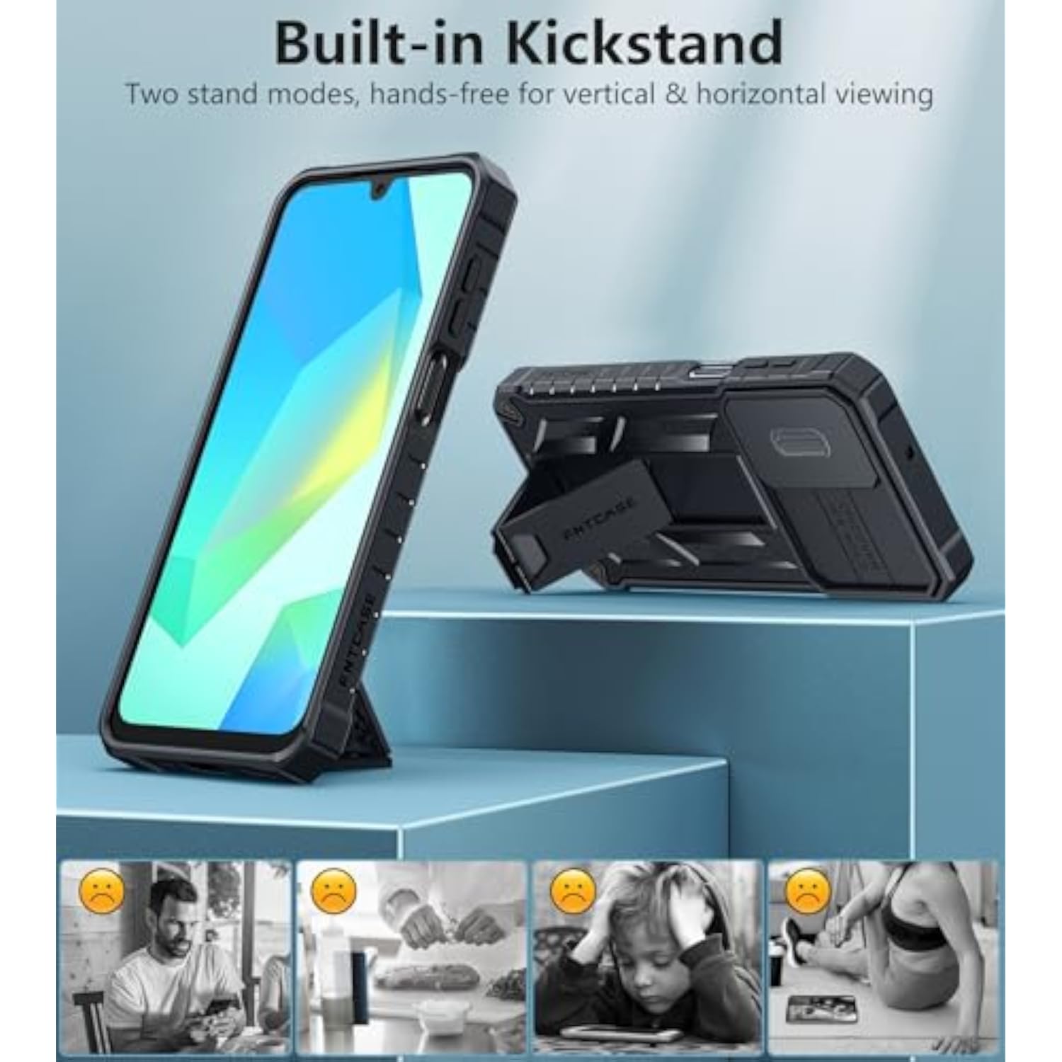 Samsung Galaxy A17/A16 Phone Case with Slide Camera Cover Black