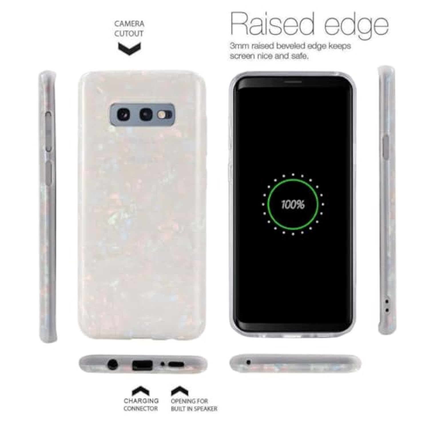 Galaxy S10E Luxury Sparkle Glitter Pattern Slim Clear Tpu Silicone Protective Phone Case - Colorful