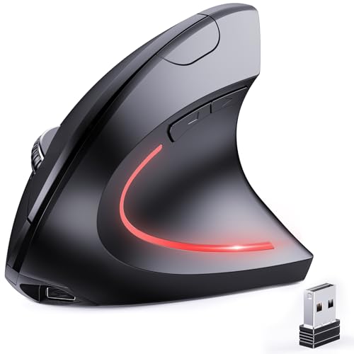 Bluetooth And 2.4G (2-In-1) Rechargeable Wireless Mouse, Ergonomic Vertical Design, 1000/1200/1600 Dpi, 6 Silent Buttons, For Laptop, Computer, Pc, Macbook, Chromebook-Black