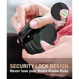 Compatible With Beats Studio Buds/Buds+ Case Cover 2021/2023, [Secure Lock] Cool Beats Studio Buds Plus Protective Shell Men Women With Keychain For New Beats Studio Ear Buds Case - Black[Case Only]