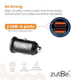 Dual Usb-A 36W With One Qc 3.0 Compact Metal Fast Car Charger For Iphone 14 13 12 Se 11 X 8 7 & Ipad; Samsung Galaxy S20 S1 Note Oneplu, Pixe, & More [Be Charitable, Durable, Confident]