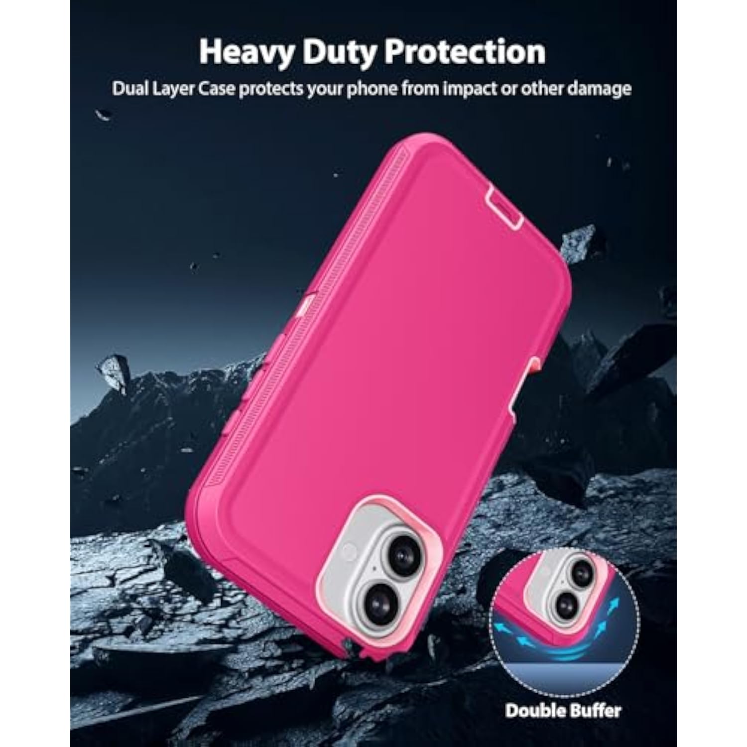 Case For Iphone 16 Plus 5G 6.7-Inch, Heavy Duty Rugged & Dual-Layer Shockproof Dropproof Protection With Port Anti Dust Scratch Back Cover Matte Armor Phone Case For Apple Iphone 16 Plus, Pink