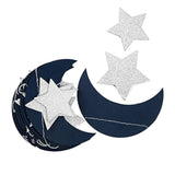 Navy-Blue Silver Moon-Star Party-Decorations Garland - 52Ft Twinkle Little Star Hanging Decoration Streamers Banner, Eid Ramadan Mubarak Decoration Birthday Wedding Baby Shower Party Decor