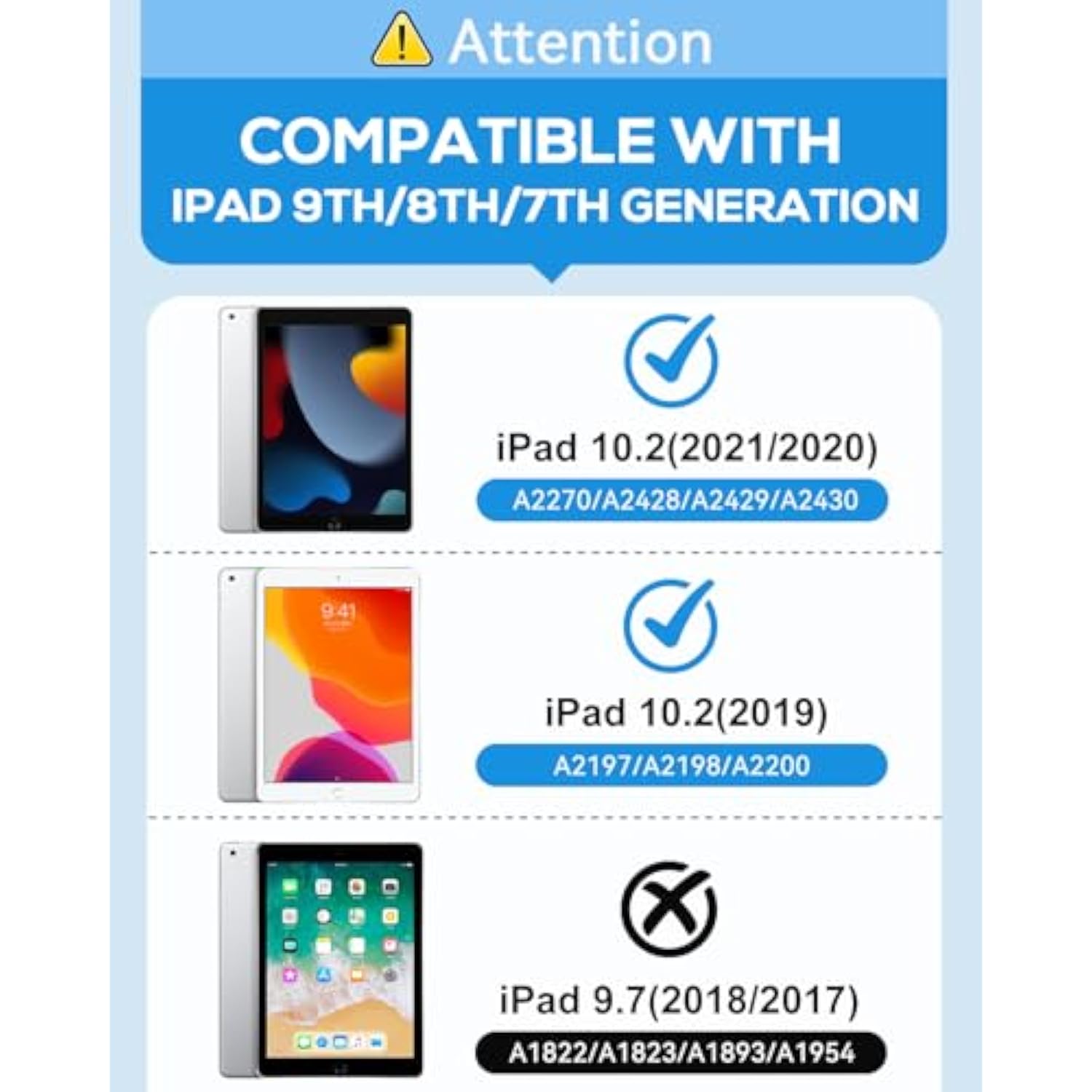 For Ipad 9Th/ 8Th/ 7Th Generation Case, Ipad 10.2 Case (2021/2020/ 2019), 360