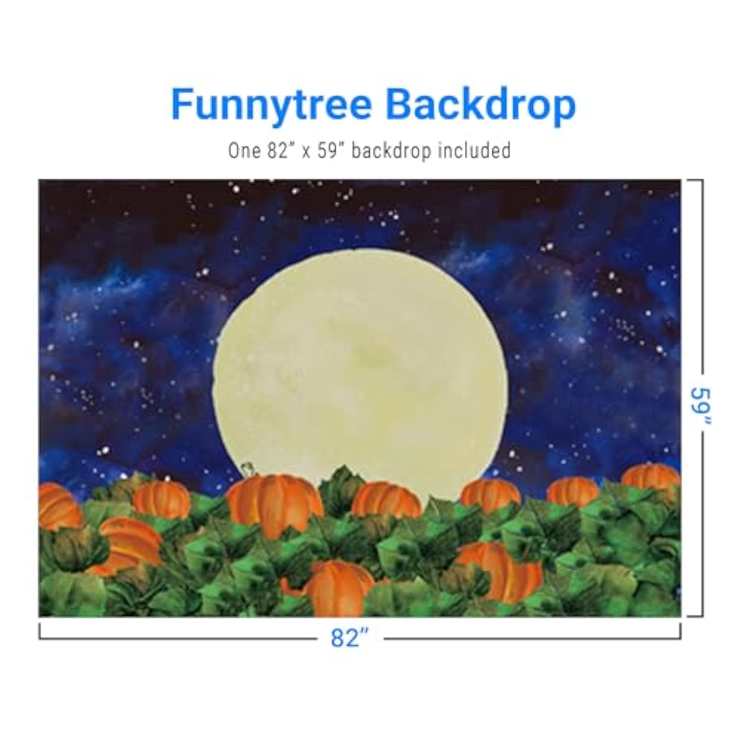 7x5FT Halloween Pumpkin Field Backdrop Starry Sky Moon Kids Party Photo Booth