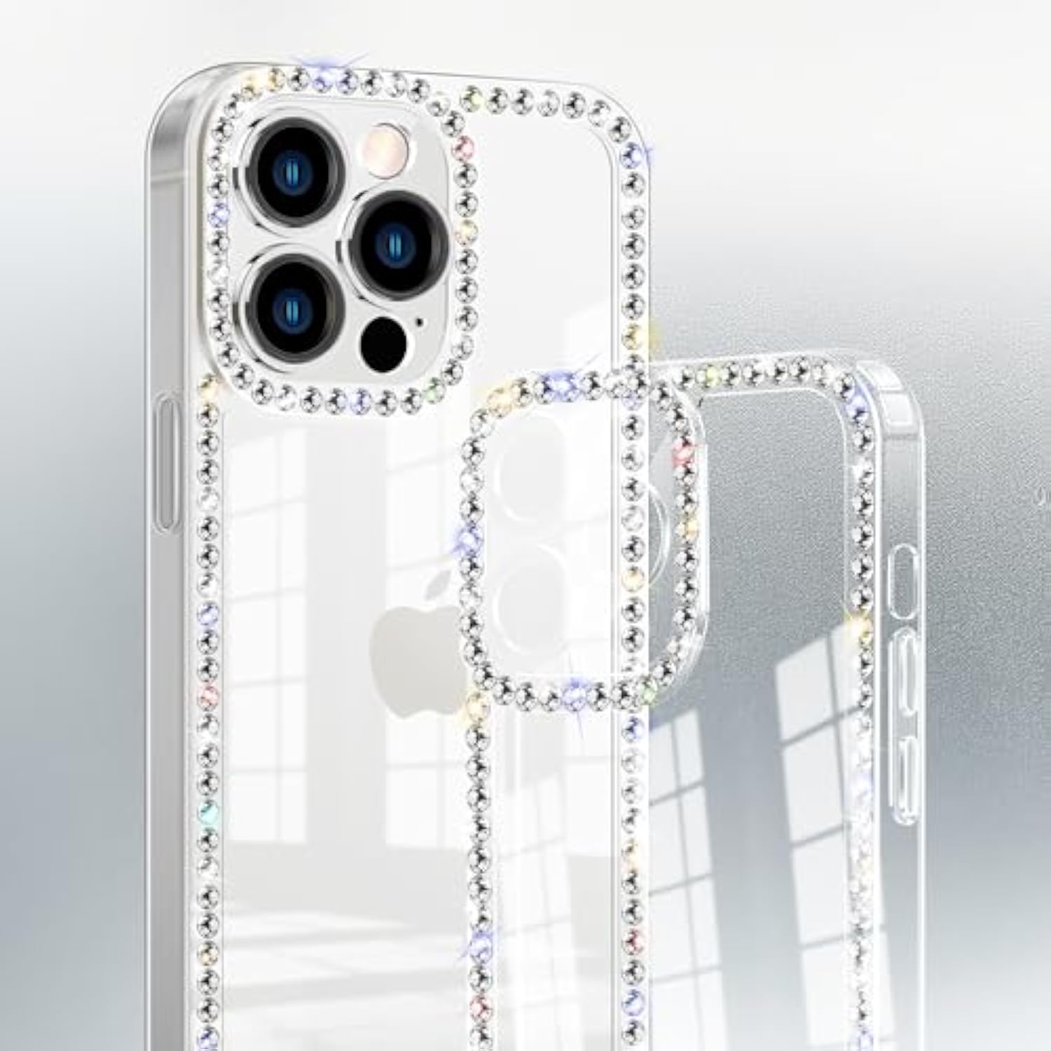 Compatible With Iphone 15 Case Clear Bling Diamond Rhinestone Cute For Girls Women Girly Case Glitter Shiny Sparkle Gem Design Soft Silicone Luxury Fashion Protective 3D Phone Case