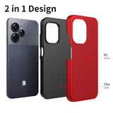 For Blu View Speed Ultra 5G Case With Tempered Glass Screen Protector,Dual Layer Heavy Duty Shockproof Protection (Red)