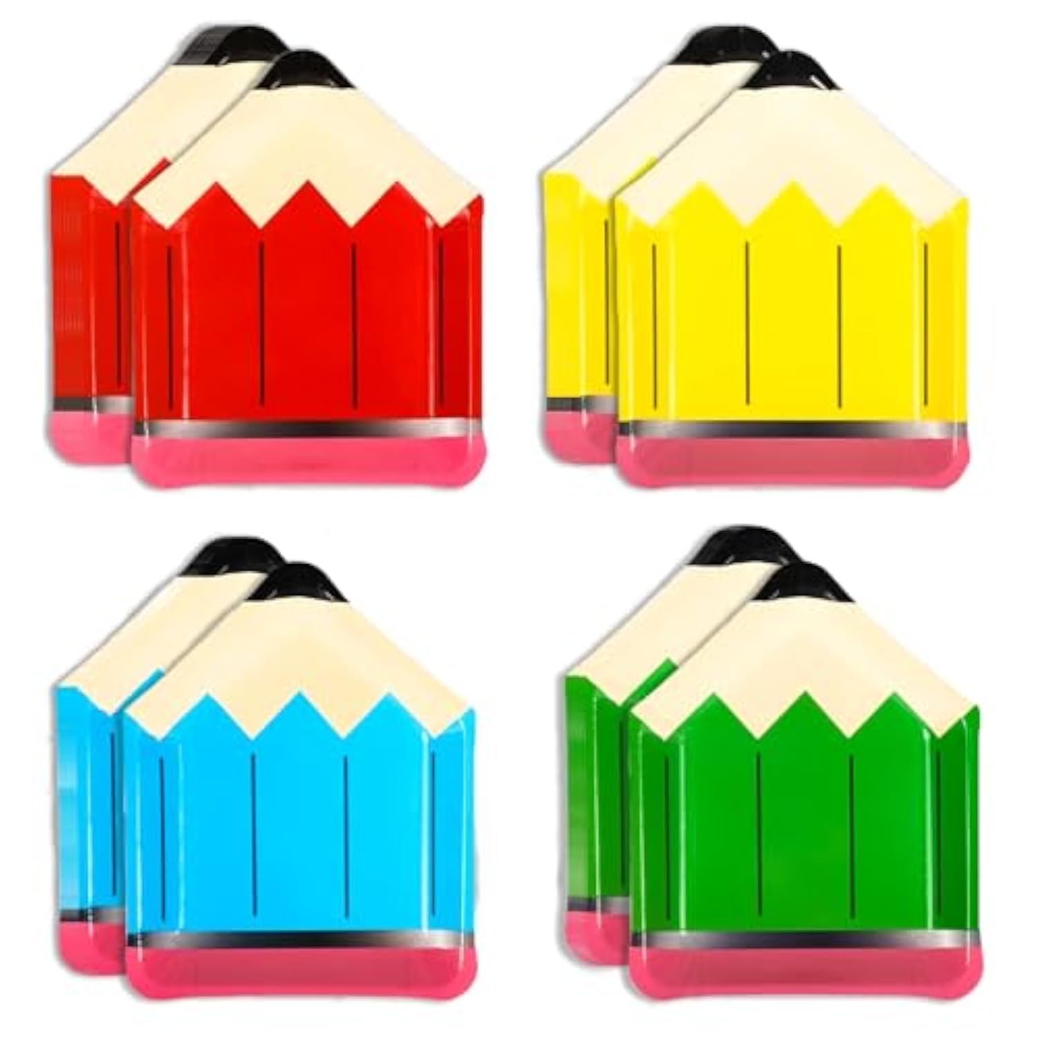 40 Pcs Pencil Shaped Paper Plates – 9 Inch 4 Colors Disposable Plates For Back To School, First Day Of School, Teacher Appreciation, Kids Birthday, Kindergarten Graduation Classroom Party Supplies
