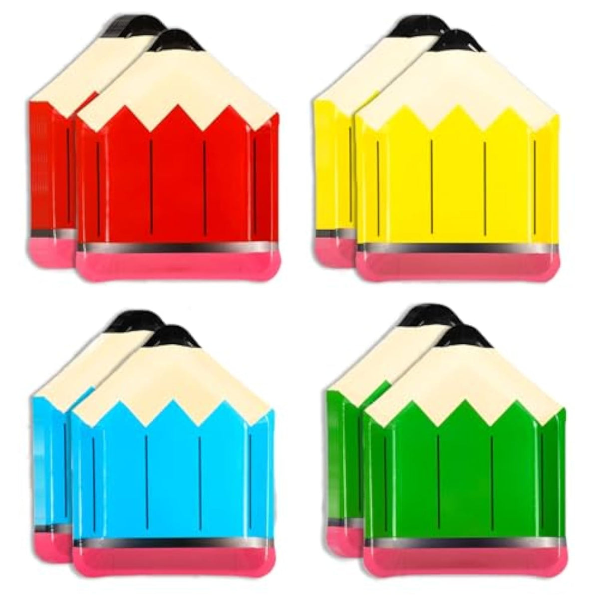 40 Pcs Pencil Shaped Paper Plates – 9 Inch 4 Colors Disposable Plates For Back To School, First Day Of School, Teacher Appreciation, Kids Birthday, Kindergarten Graduation Classroom Party Supplies