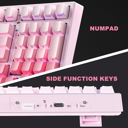 X98 Ultra Wireless Mechanical Keyboard,Hot Swappable Custom Keyboard With Number Pad,Linear Switches,Tri-Mode Bt5.0/2.4Ghz/Usb-C,Rgb Backlit Pink Gaming Keyboards For Win/Mac/Pc