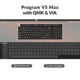 V5 Max Custom Wireless Mechanical Gaming Keyboard With Number Pad, 96% Layout Qmk/Via 2.4 Ghz/Bluetooth 5.1/Wired, Rgb Backlit Hot-Swappable Gateron Brown Switch For Mac Windows Linux
