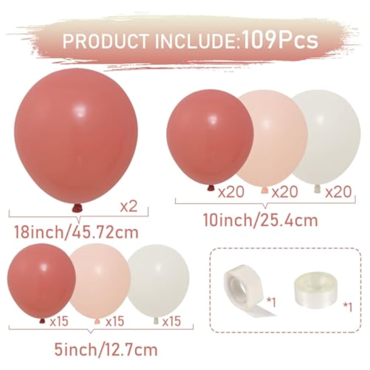 Retro Blush Pink Balloon Arch Kit-Dusty Pink Cream Peach White Sand Balloon Garland,Boho Pastel Pink Balloons Party Decorations For Birthday, Cielito Lindo,Baby Shower,Wedding Bridal 109Pcs
